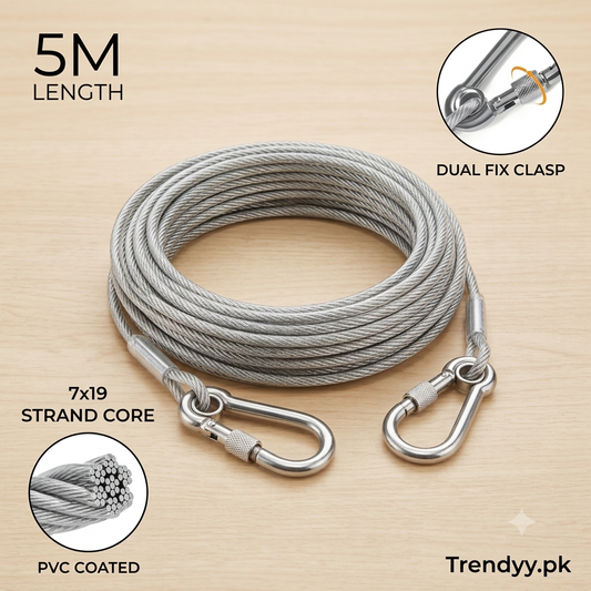 5M Steel Clothesline Wire with Hooks | Multi-Purpose Hanging Cable